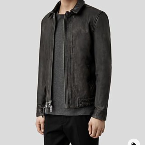 ALLSAINTS - Dark Brown Varley Leather Jacket - Size Small